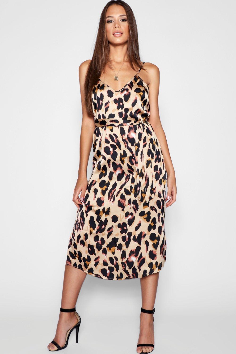 Boohoo платье-комбинация леопардовое