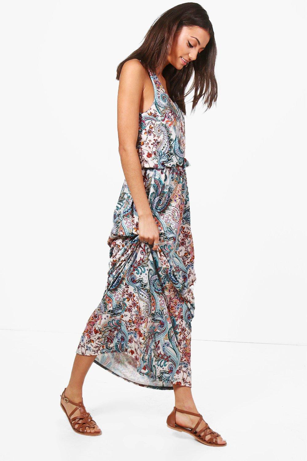 Tall Elise Paisley Print Twisted Maxi Dress