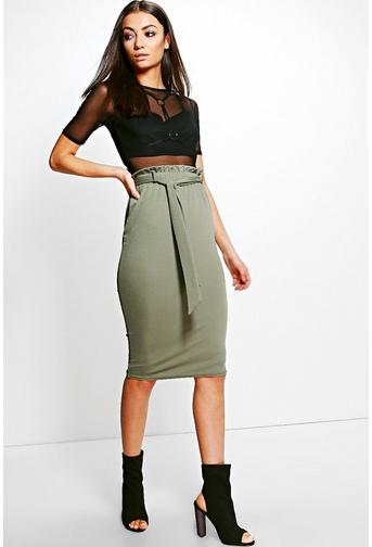 Tall Alaina Belted Midi Skirt