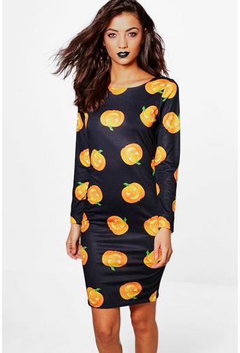 Tall Leonie Halloween Pumpkin Bodycon Dress
