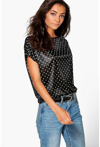 Tall Martene Spot Oversized Slash Neck T-Shirt