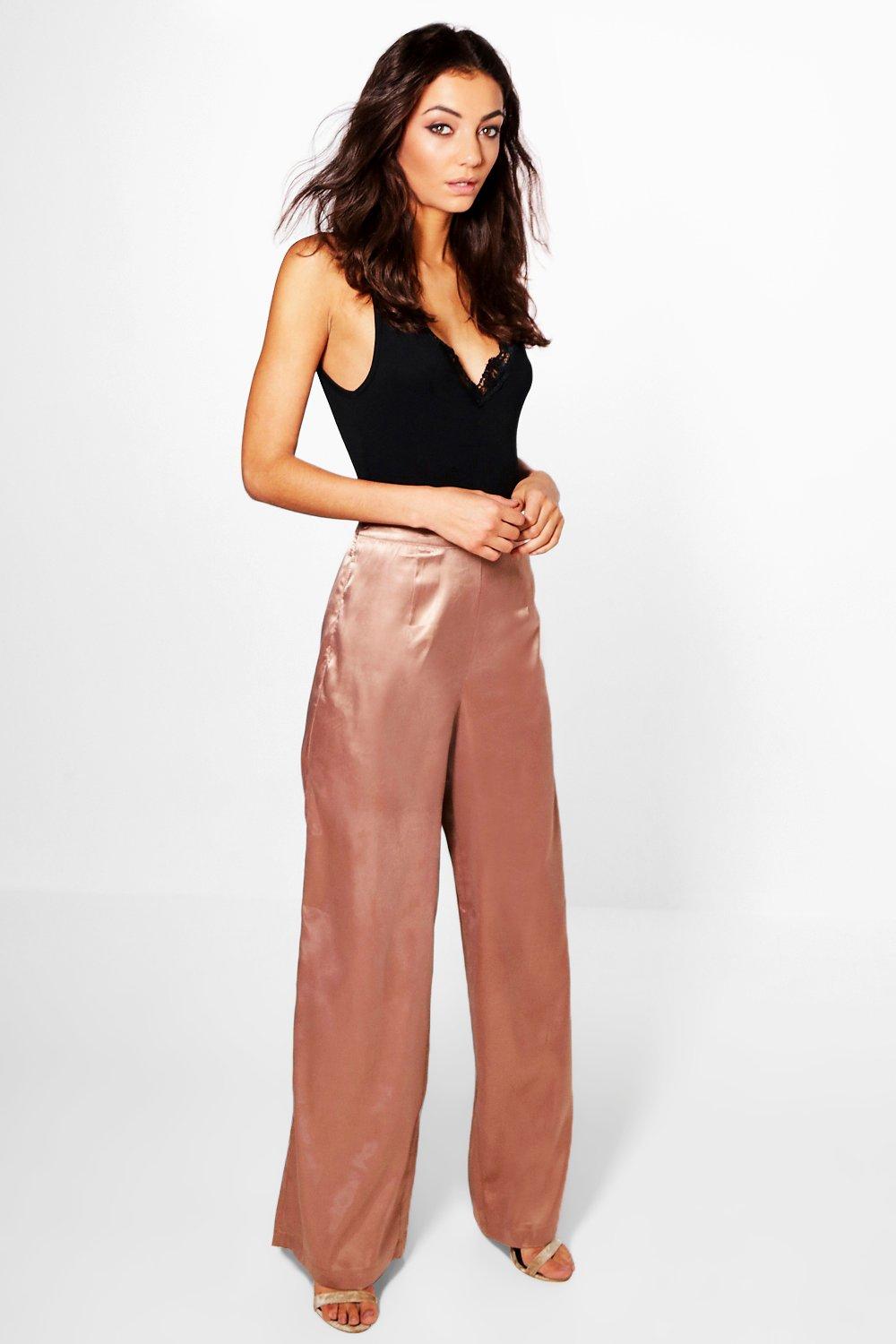 womens cream wide leg trousers