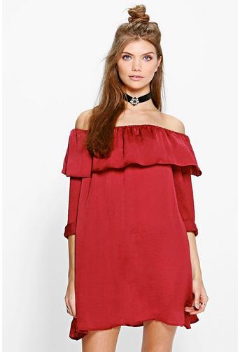 Tall Melosa Silky Off The Shoulder Dress