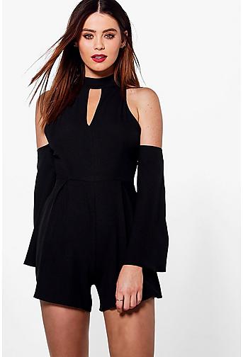 Tall Marris High Neck Cold Shoulder Playsuit