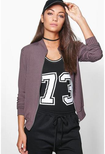 Tall Paige Ribbed Jersey Zip Bomber