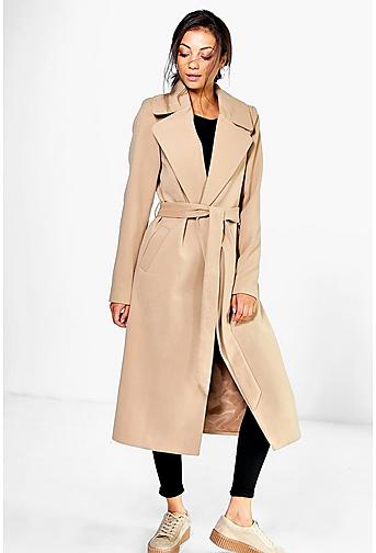 Tall Olivia Oversized Collar Belted Robe Coat