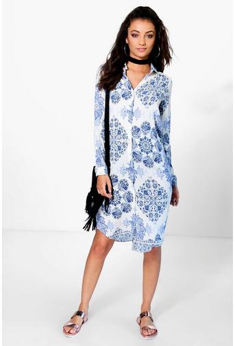 Tall Micha Paisley Print Woven Shirt Dress