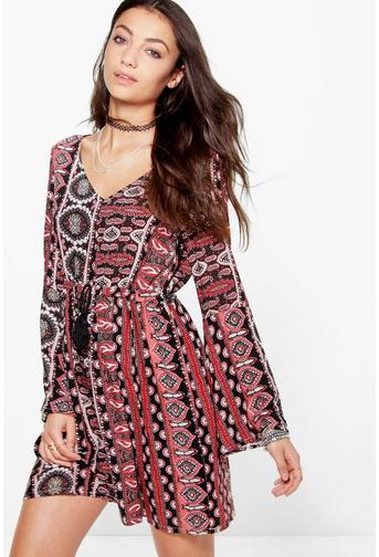 Tall Bryony Tassle Front Paisley Woven Dress