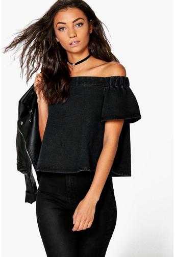 Tall Lexi Denim Off The Shoulder Top