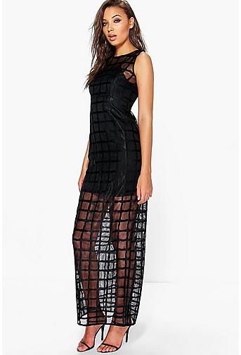 Tall Narla Grid Print Maxi Dress