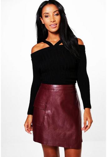 Zoey Rib Knit Cold Shoulder Jumper