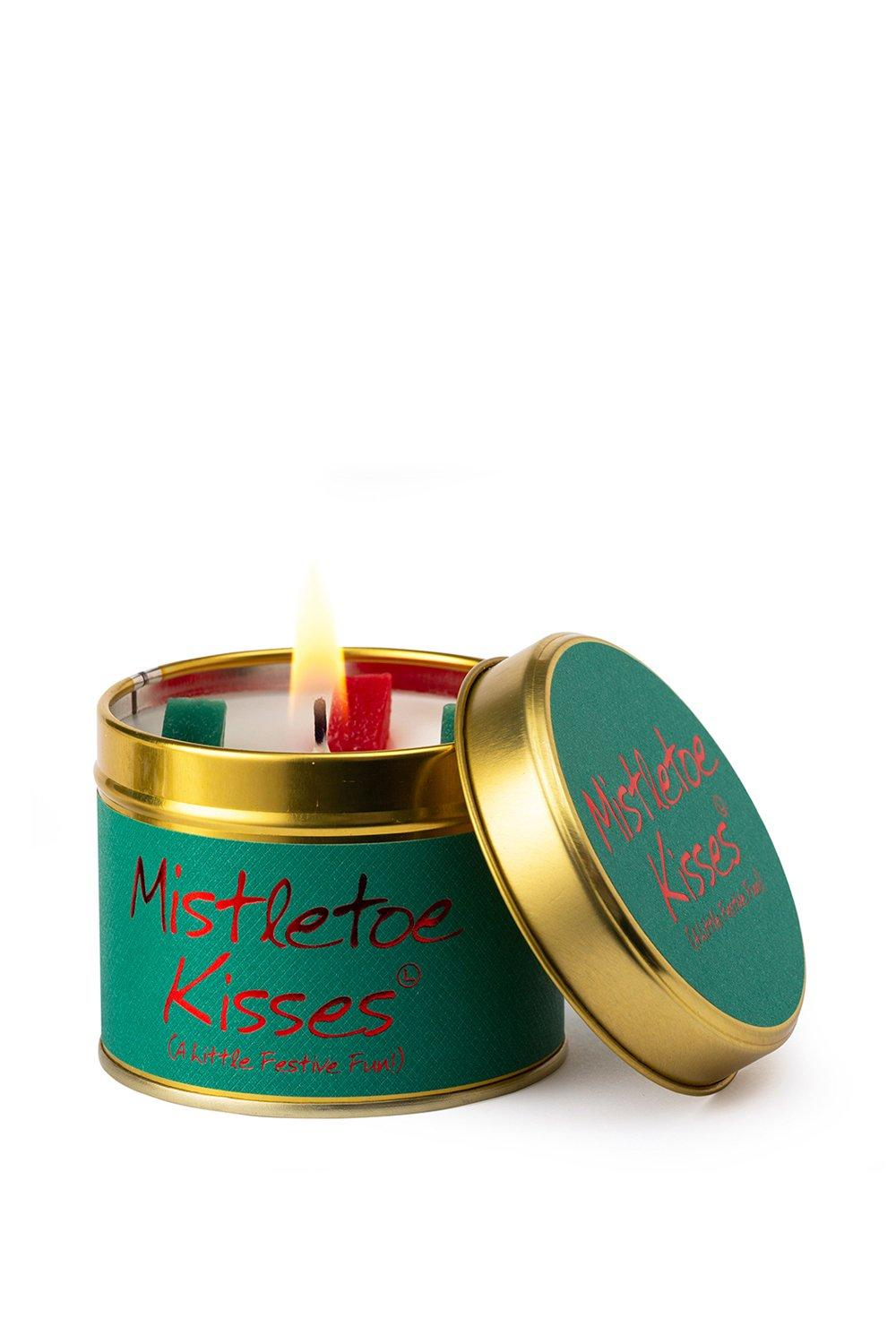 Lily Flame Mistletoe Kisses Tin Candle|green
