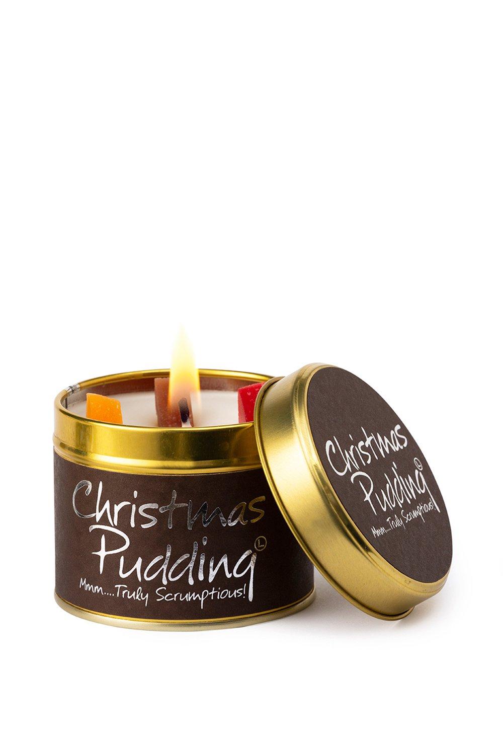 Lily Flame Christmas Pudding Tin Candle|brown