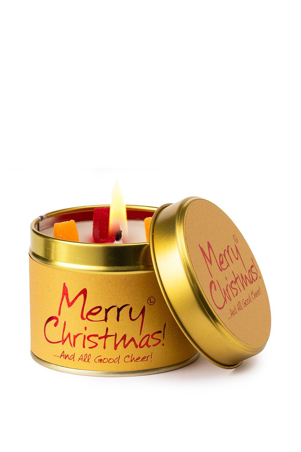 Lily Flame Merry Christmas Tin Candle|gold