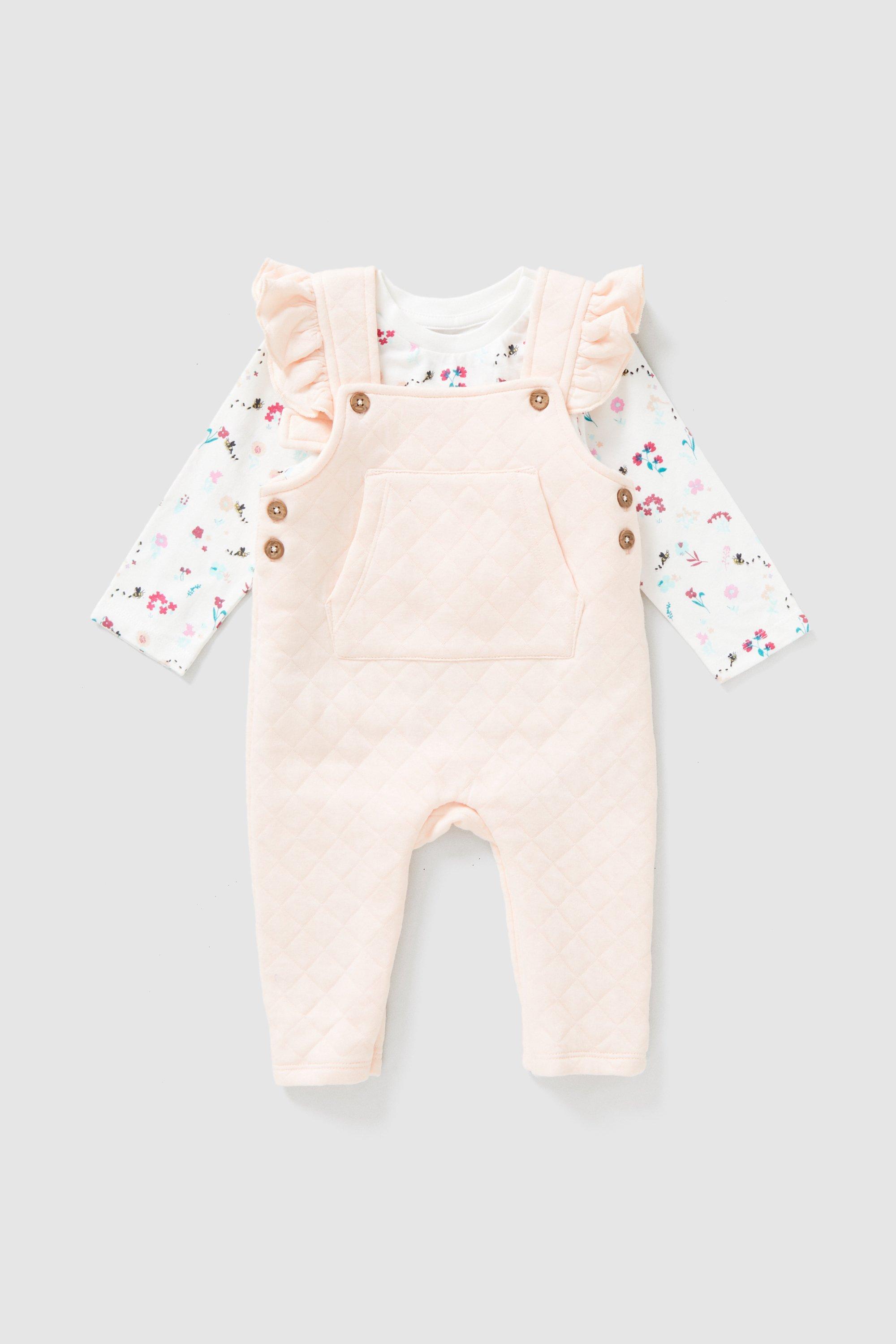 Baby Girls Quilted Dungaree Set