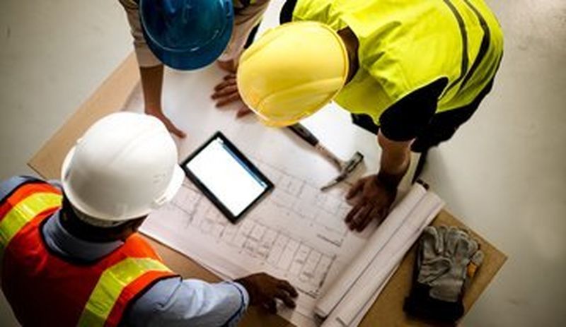 People working with hard hats