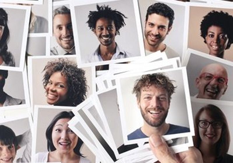 A selection of ‘polaroid’ style photos of smiling young people.