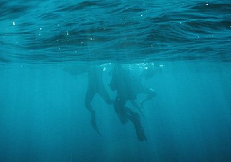 Nicolai and his free-diver under water.