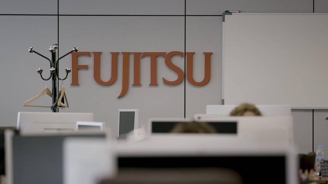 Fujitsu sign in an office