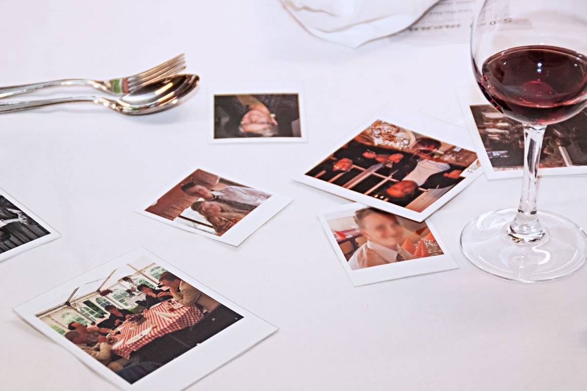 Photographs on a table