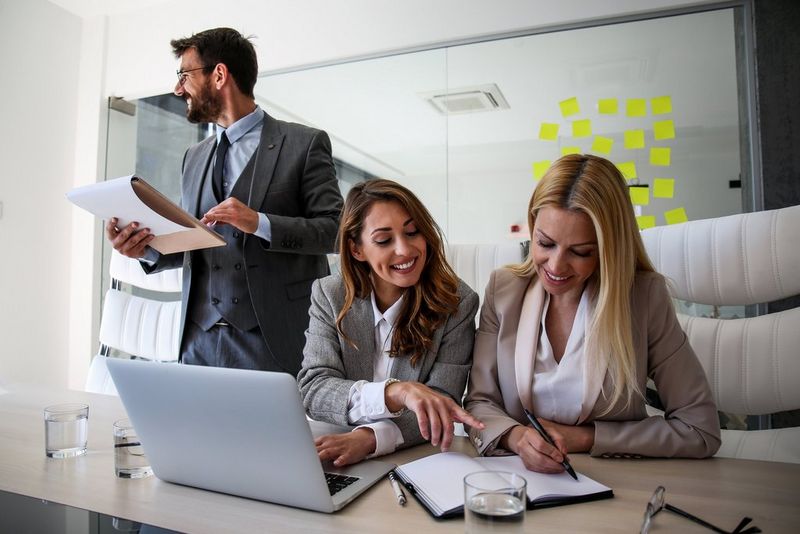 a group of people working together  