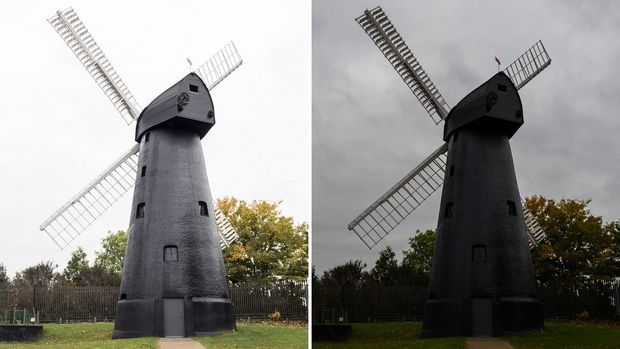 A brighter version of the main windmill picture on the left, a darker version on the right.