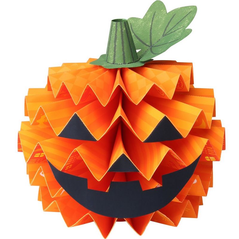 A papercraft grinning Jack O' Lantern.