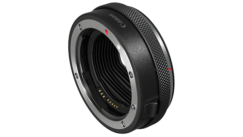 Control ring lens mount adapter-EF-EOS R shown from the side angle.