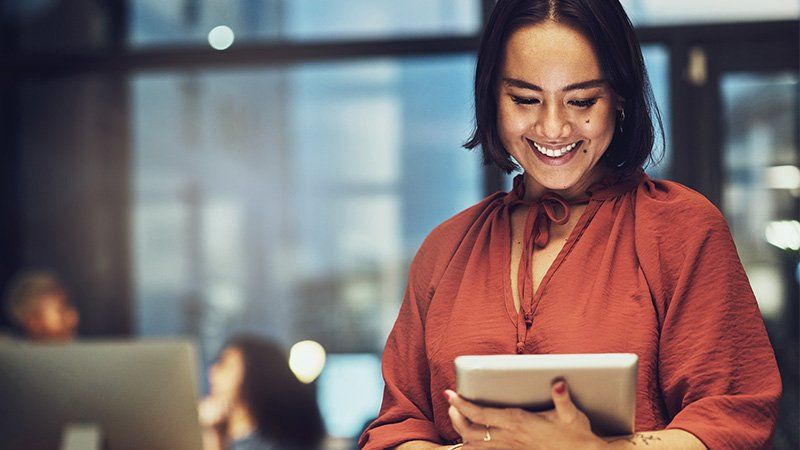 Work professional using customer communication solutions