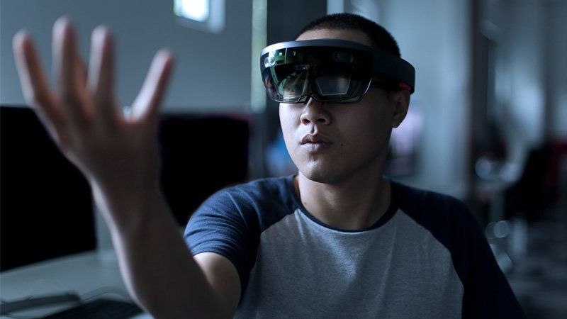 Work professional accessing information and services through digital devices 