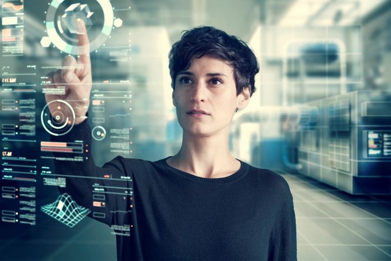 person looking at data