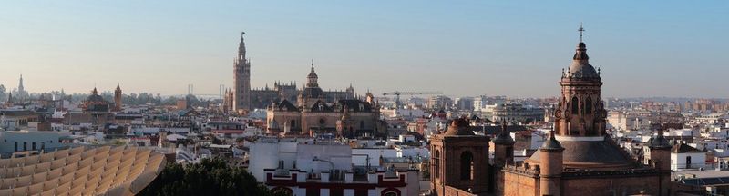A panoramic shot of the Seville skyline.