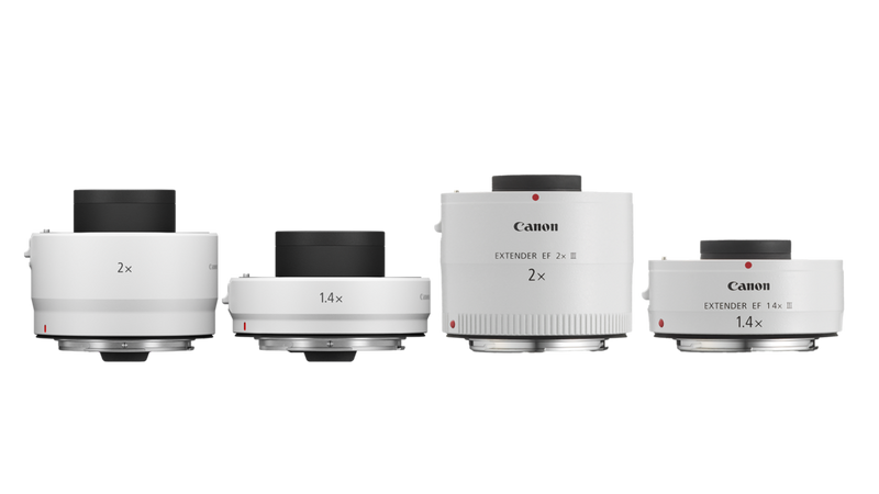 The Canon Extender RF 2x, Extender RF 1.4x, Extender EF 2x and Extender EF 1.4x.