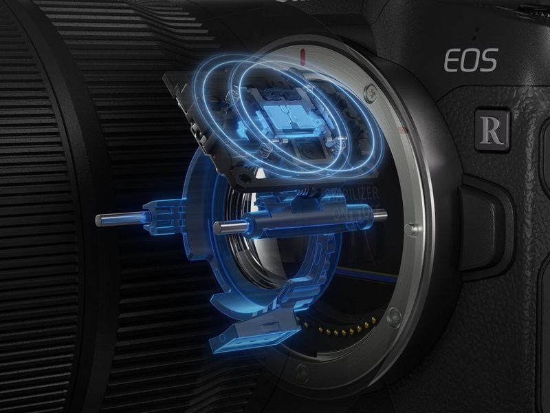 A cutaway illustration of an RF 24-70mm F2.8L IS USM lens showing the workings of Nano USM focusing technology.