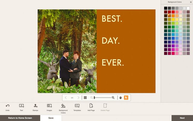 A screengrab showing a portrait image being paired with a burnt orange text box displaying the words: Best. Day. Ever.