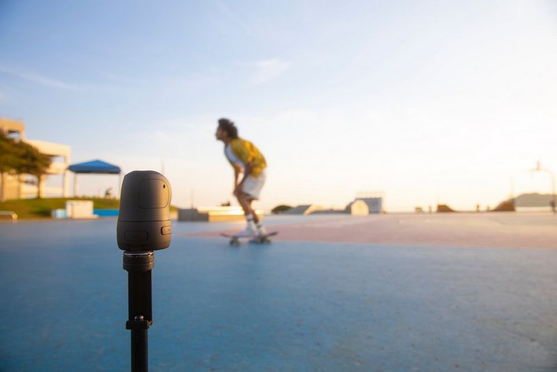 A PowerShot PX mounted on a tripod to film a teenage boy on a skateboard. 