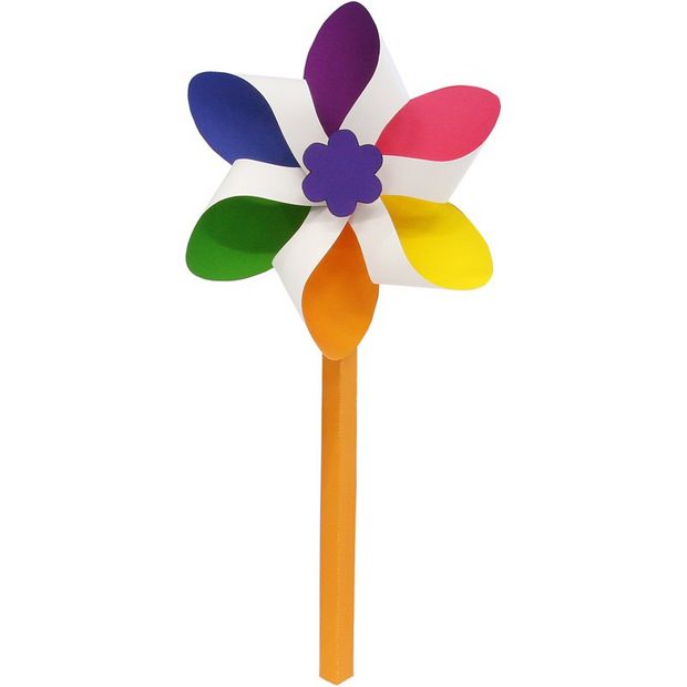A papercraft colourful windmill.