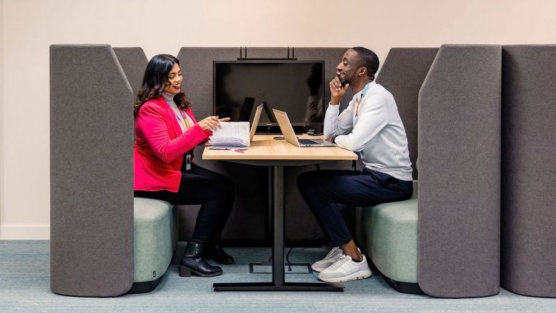 Two people having a meeting