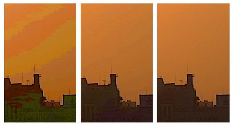 A small area of the previous image enlarged showing different degrees of banding.