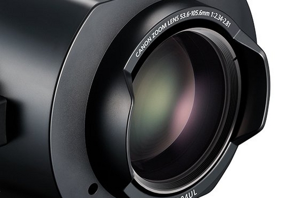 Close-up view of Canon’s wide angle interchangeable Projector lens