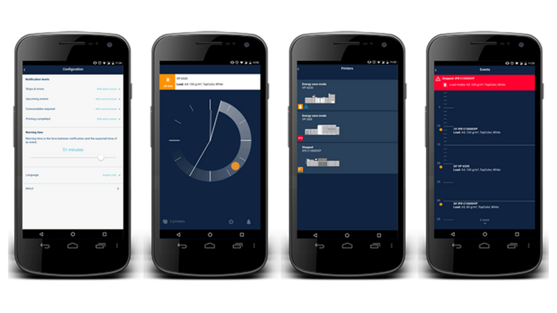 Phones displaying alerts from PRISMAsync Remote Control.