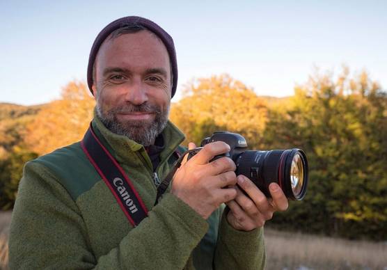 Photographer and Canon Ambassador Bruno D'Amicis with his Canon camera.
