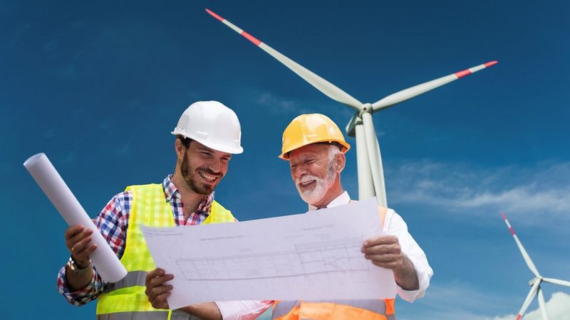 Two construction workers take sustaibability to the next level. 