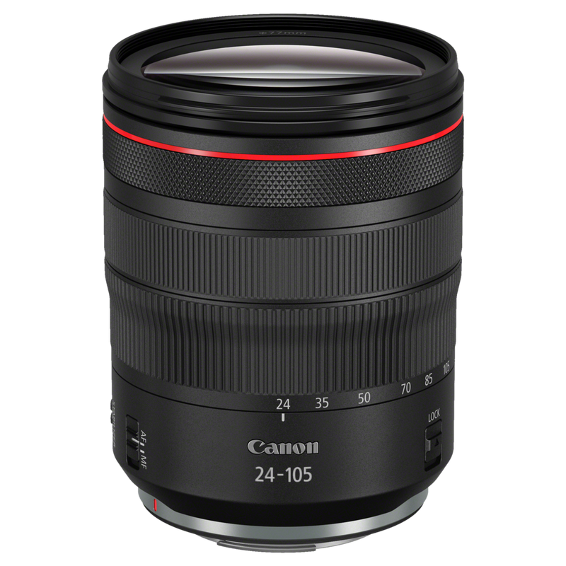 Een Canon RF 24-105mm F4L IS USM-objectief.