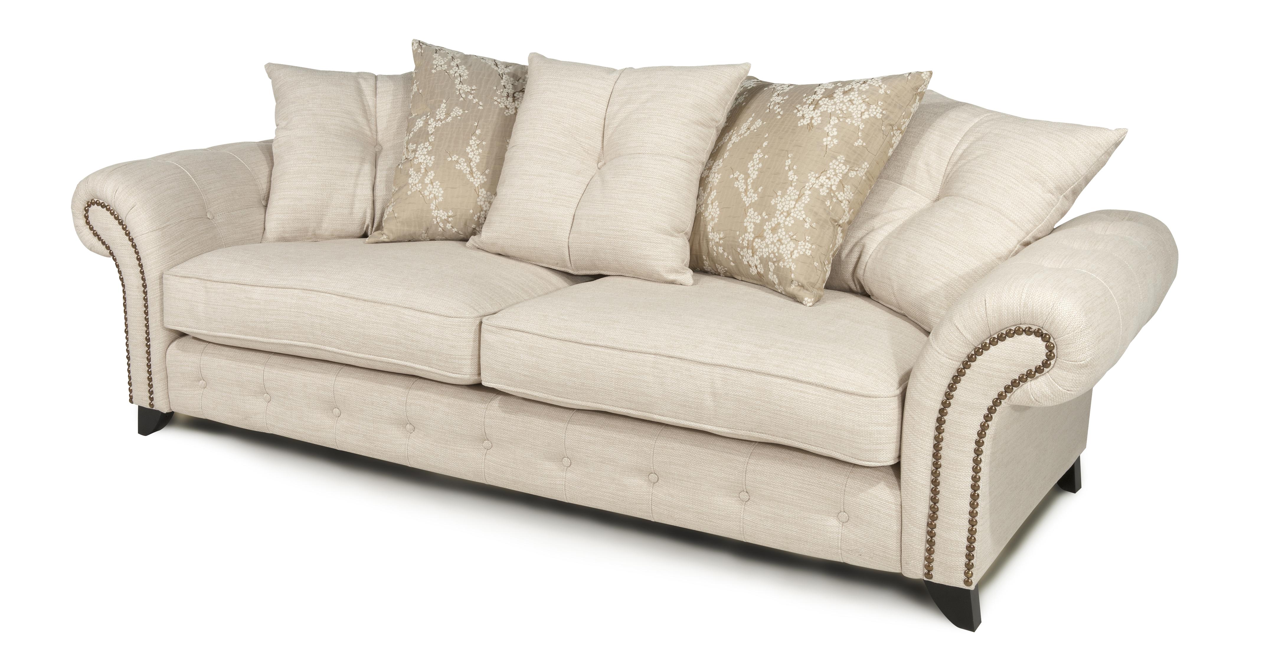 DFS Akasha Cream Fabric Sofa Set Inc 4 Seater Sofa and 2 Seater Cuddler