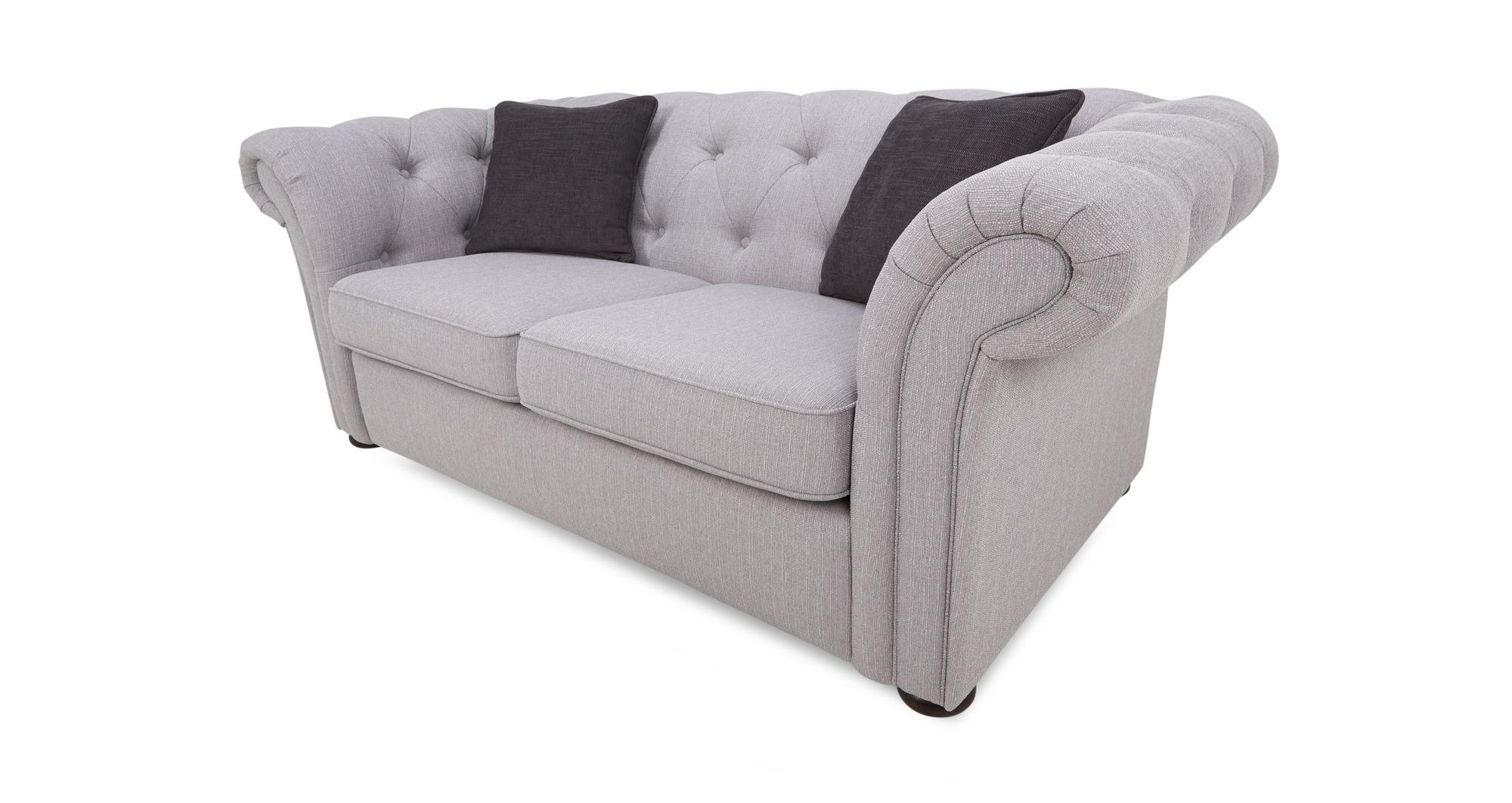DFS Ashby Ash Grey Fabric Two 2 Seater Sofas