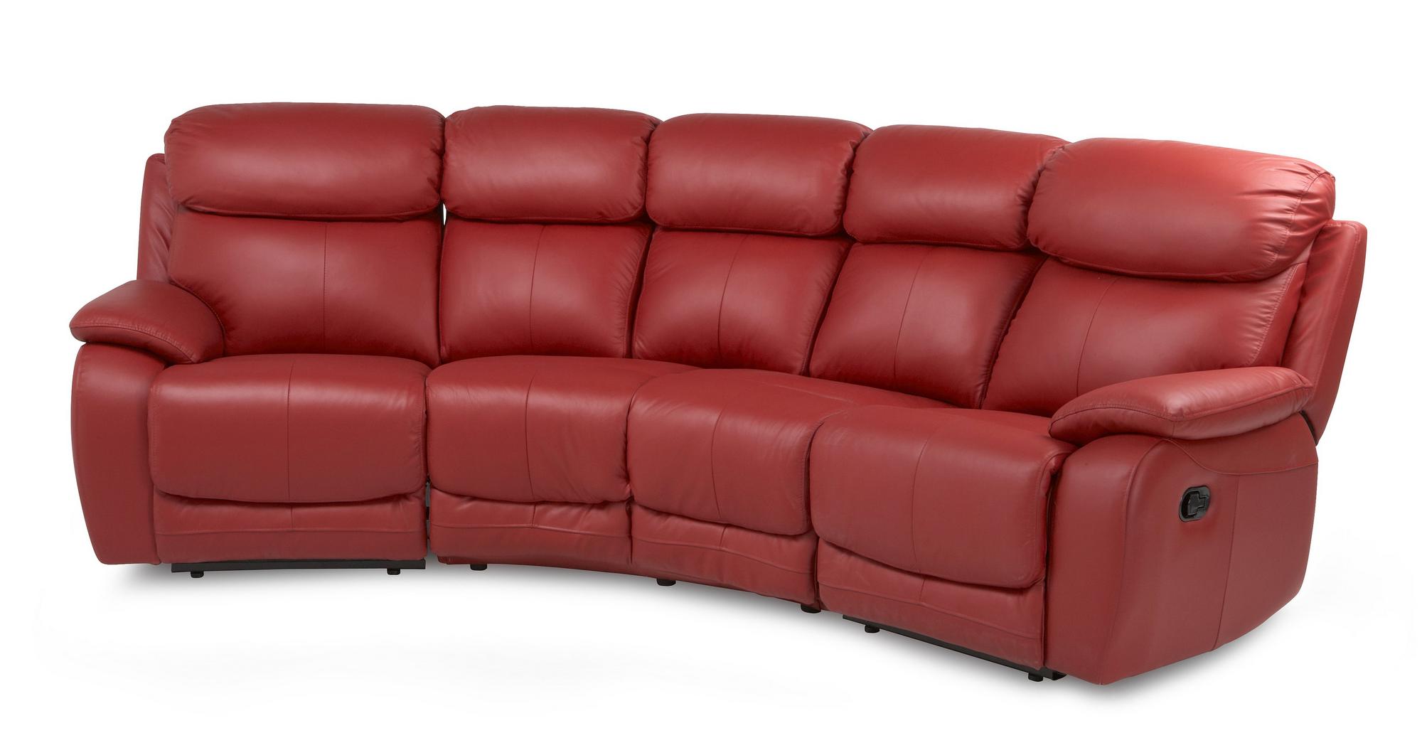 DFS Daytona Red 100% Leather Recliner Set Inc 4 Seater Curved Sofa