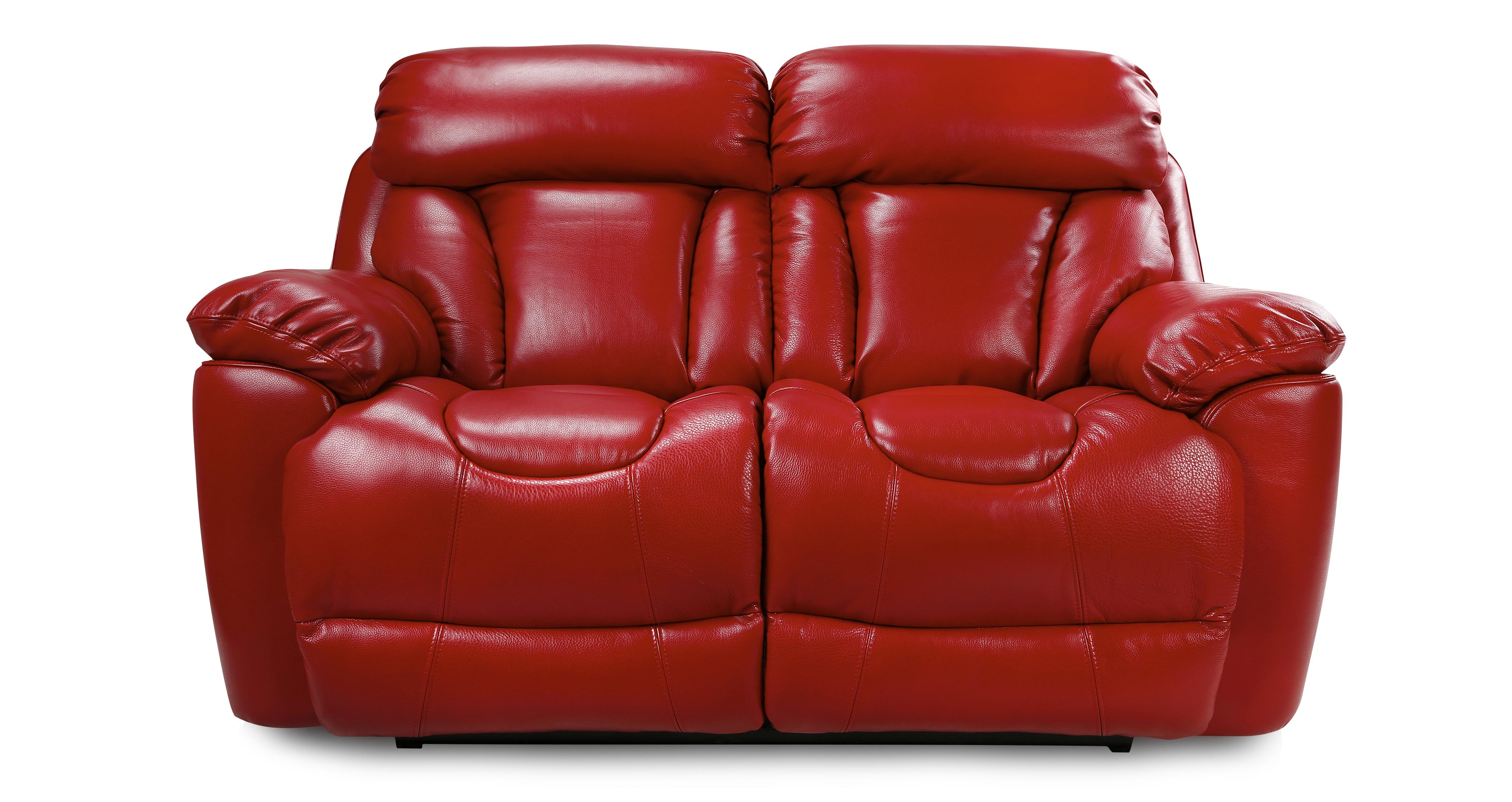2 seater red leather recliner sofa