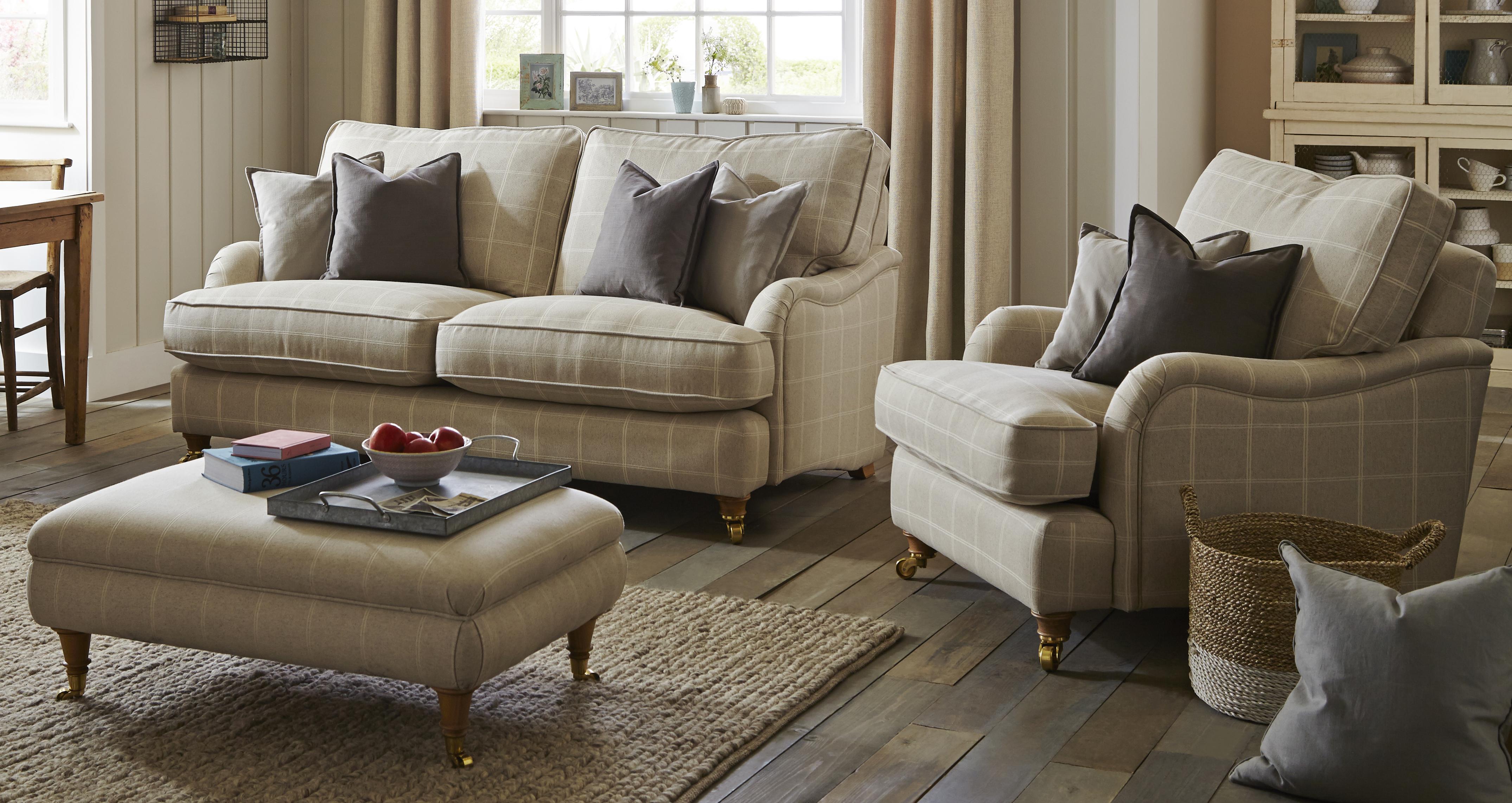 DFS Gower Medium Sofa Charcoal Stripe from the Country Living