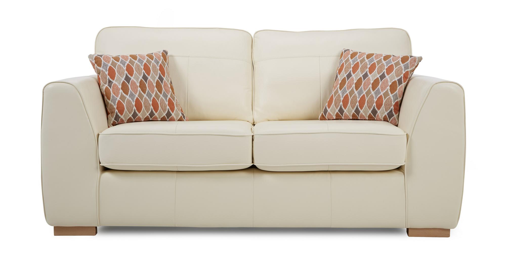 DFS Inez Vanilla Leather Set Includes 2 Seater Sofa & Accent Chair